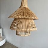 Rattan pendant lamp or light in the shape of an Asian lantern