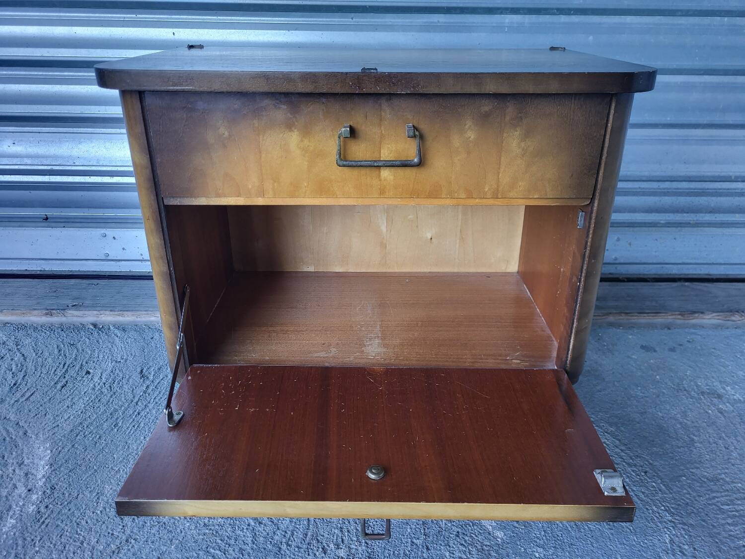 Vintage Scandinavian style dressing table, chest of drawers, triptych mirror and bedside table