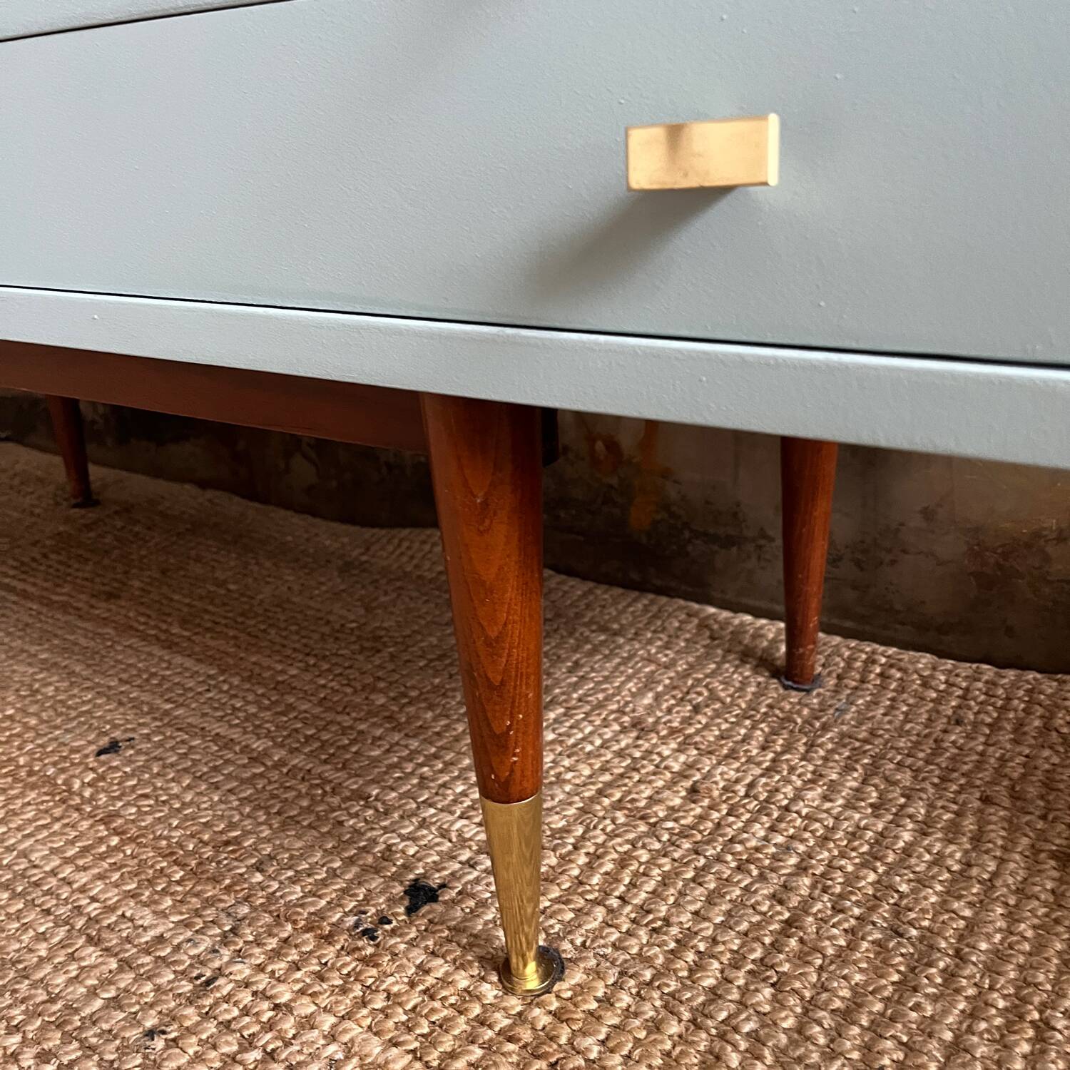 Seventies freshwater blue and brass sideboard
