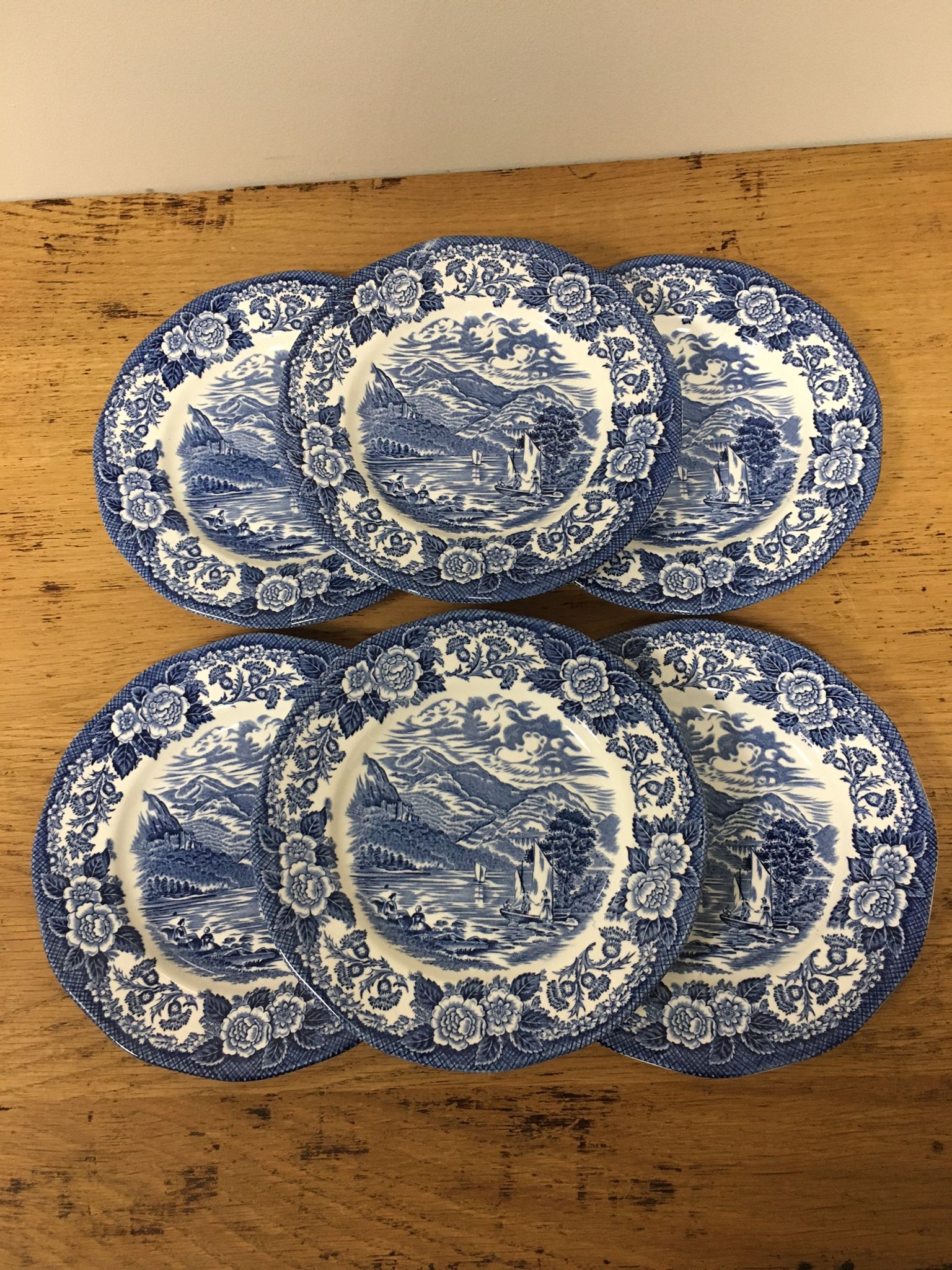 6 dessert plates "Lochs of Scotland" Wedgwood