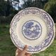 8 flat plates Digoin Sarreguemines blue and white vintage with countryside village décor