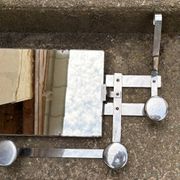 Vintage Wall Mirror with Hooks, Chrome & Mercury Glass, Space Age, 60s/70s