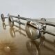 Wall coat rack with 4 hooks in chrome metal 1970