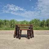 Vintage brutalist oak nesting tables (3)