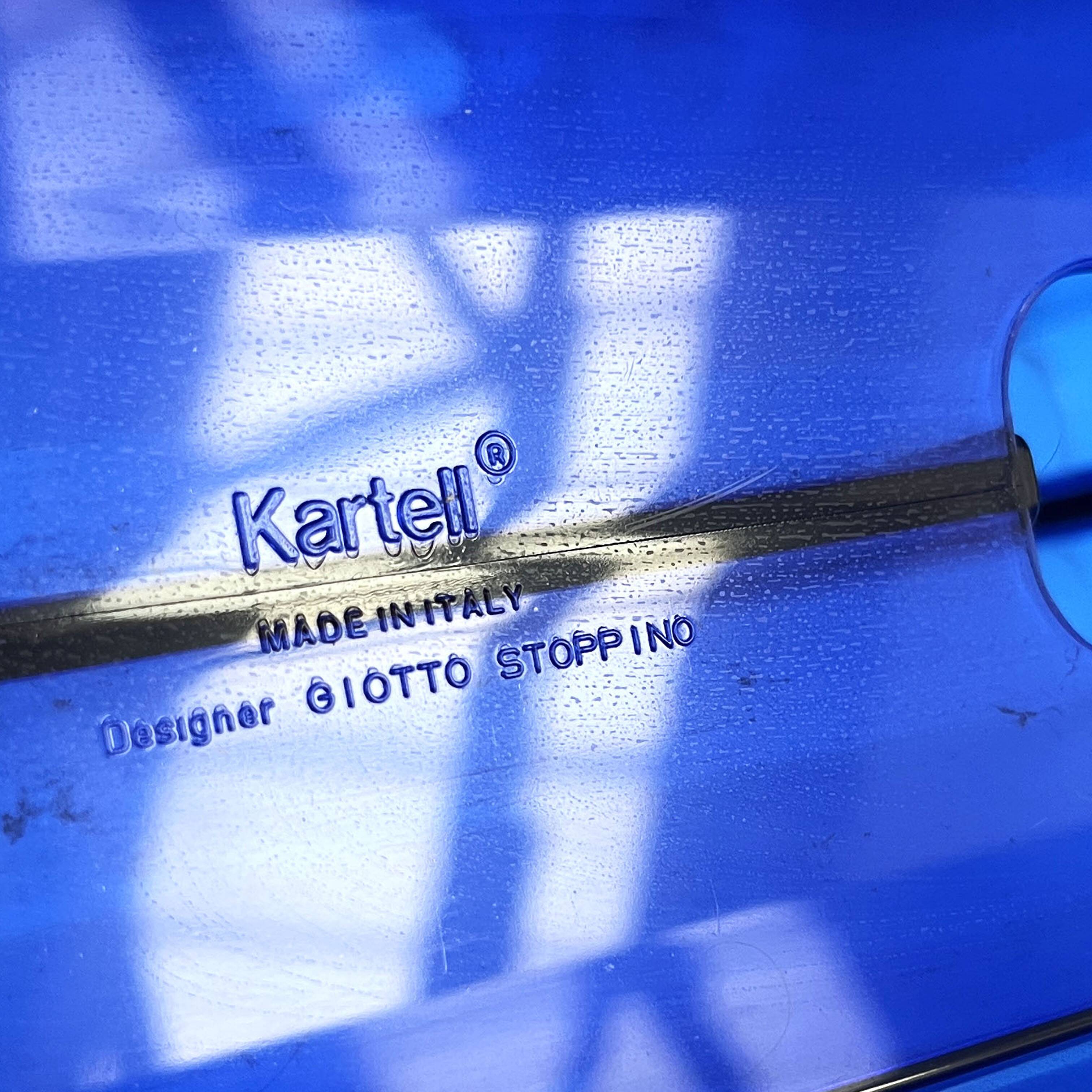 Porte-revue bleu transparent par Giotto Stoppino pour Kartell, 1970