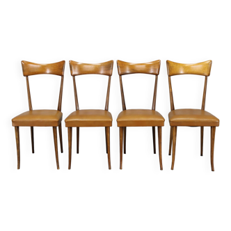 Ensemble de quatre chaises de salle à manger italiennes des années 1950