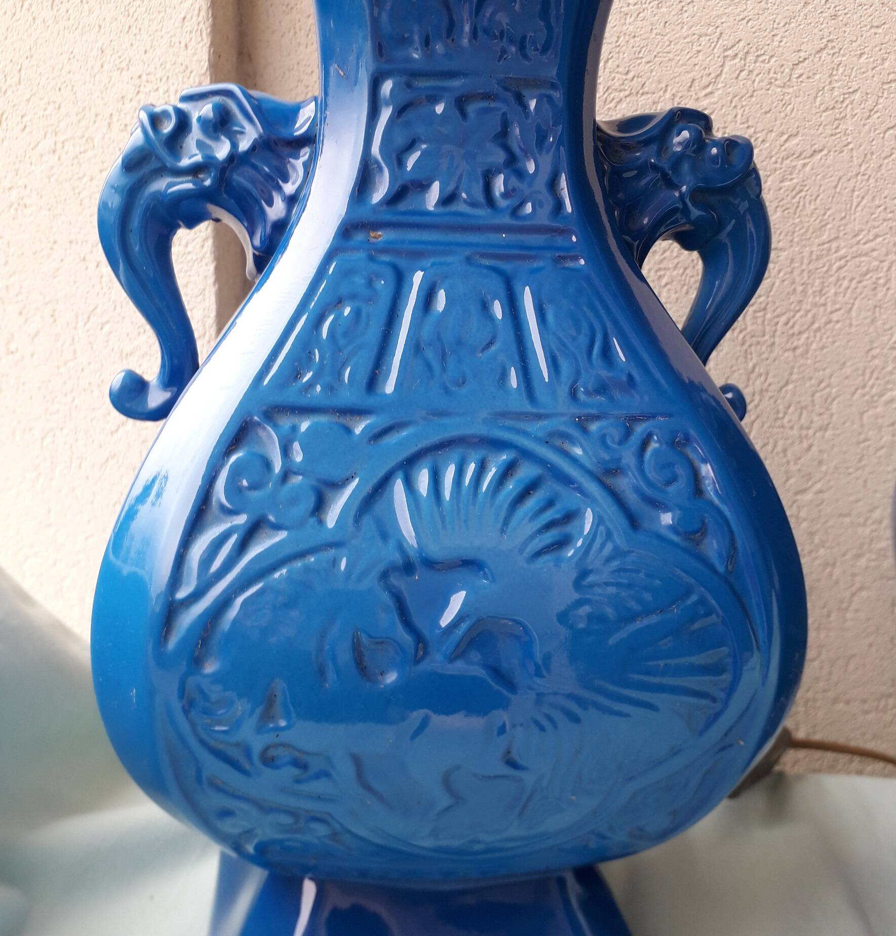 Paire de pieds de lampes en céramique