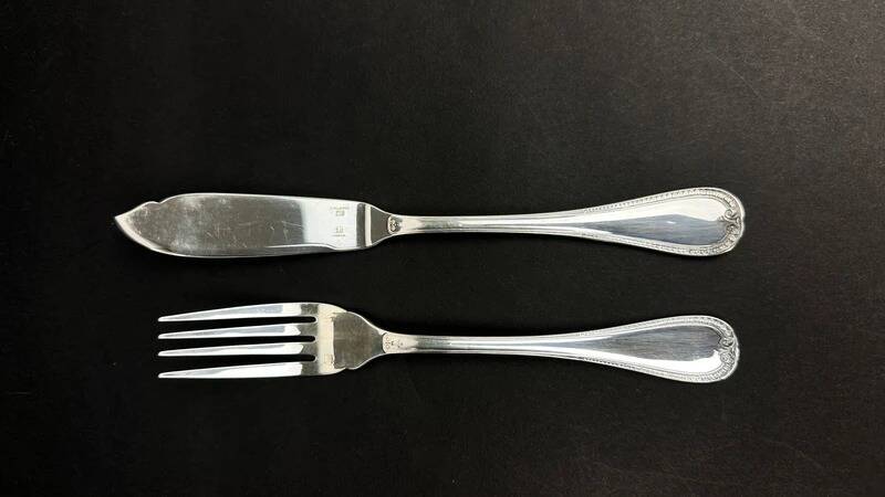 Christofle, Malmaison model, set of 8 fish cutlery.