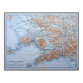 Imprimée en 1909, Baies de Naples et Salerne, Italie.