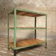 Old shelving green with wood