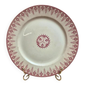 Antique plate Sarreguemines & Digoin model Alger red – Ironstone floral decoration