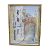 Peinture d'un village provençal, sud de la France