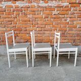 Ensemble de 3 chaises vintage stol kamnik en bois blanc : design scandinave des années 1970