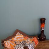 Vintage 70s flower power napkins, set of 12.