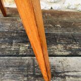 Vintage round coffee table, oak tripod legs circa 60