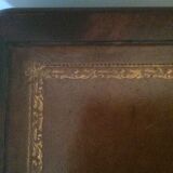 Coffee table in mahogany and leather