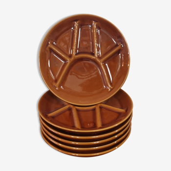 Set of 6 plates St Amand fondue Model Cognac