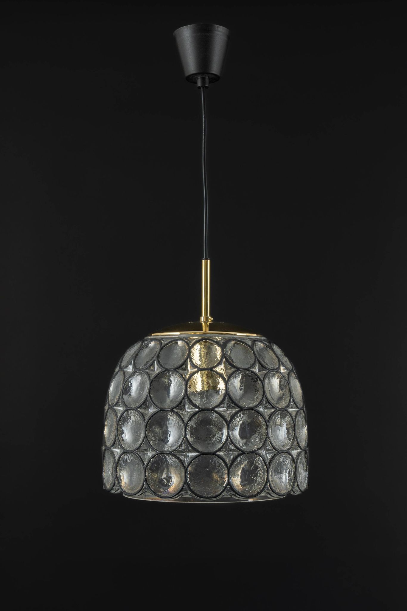 Iron and clear glass pendant from Limburg, Germany, 1960s.