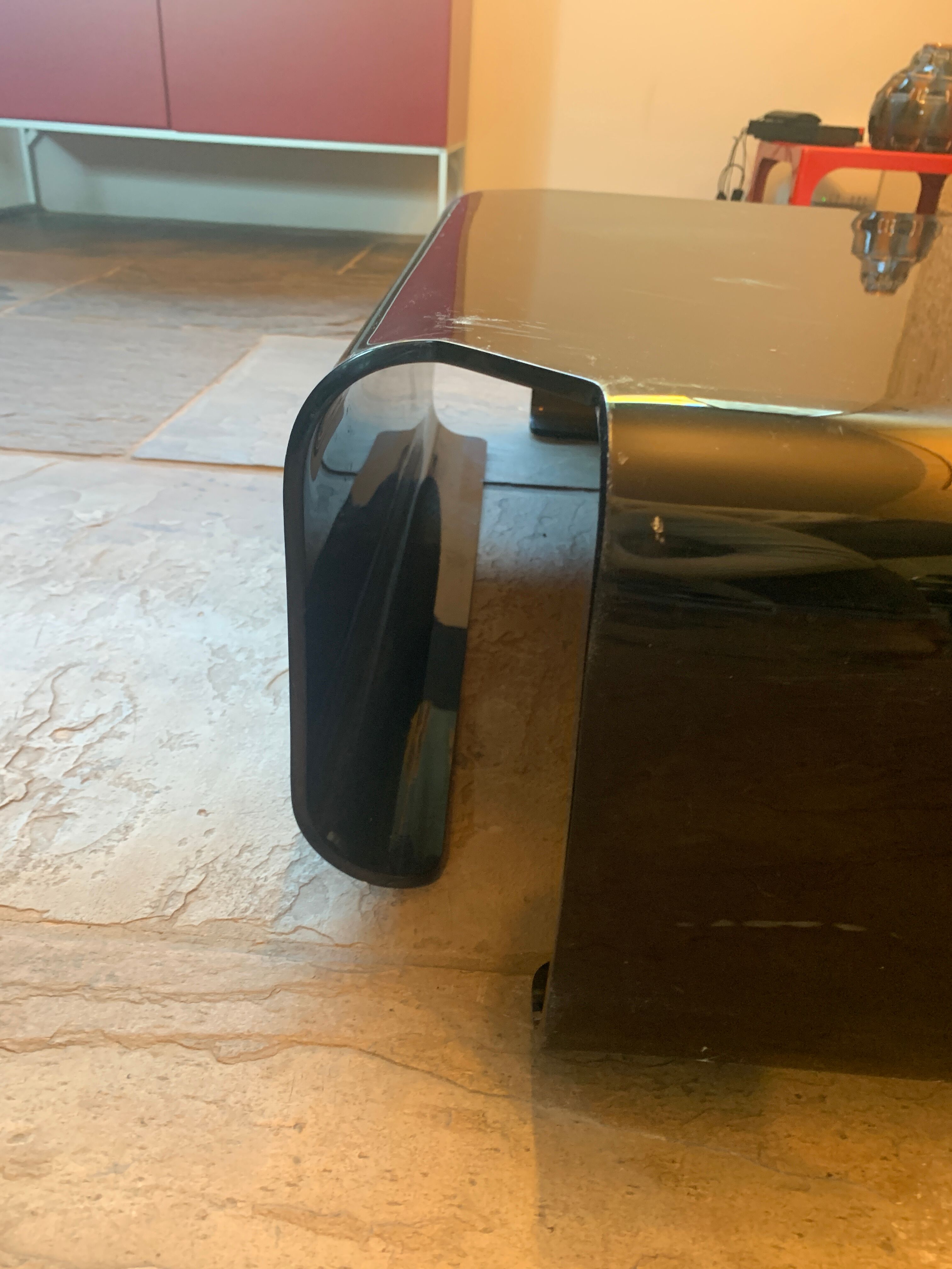 Smoked plexiglass coffee table Michel Dumas 70s