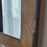 Large wooden and stainless steel mirror