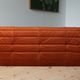 3-seater Togo dark amber velvet sofa designed by Michel Ducaroy 1973