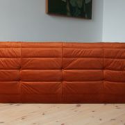 3-seater Togo dark amber velvet sofa designed by Michel Ducaroy 1973