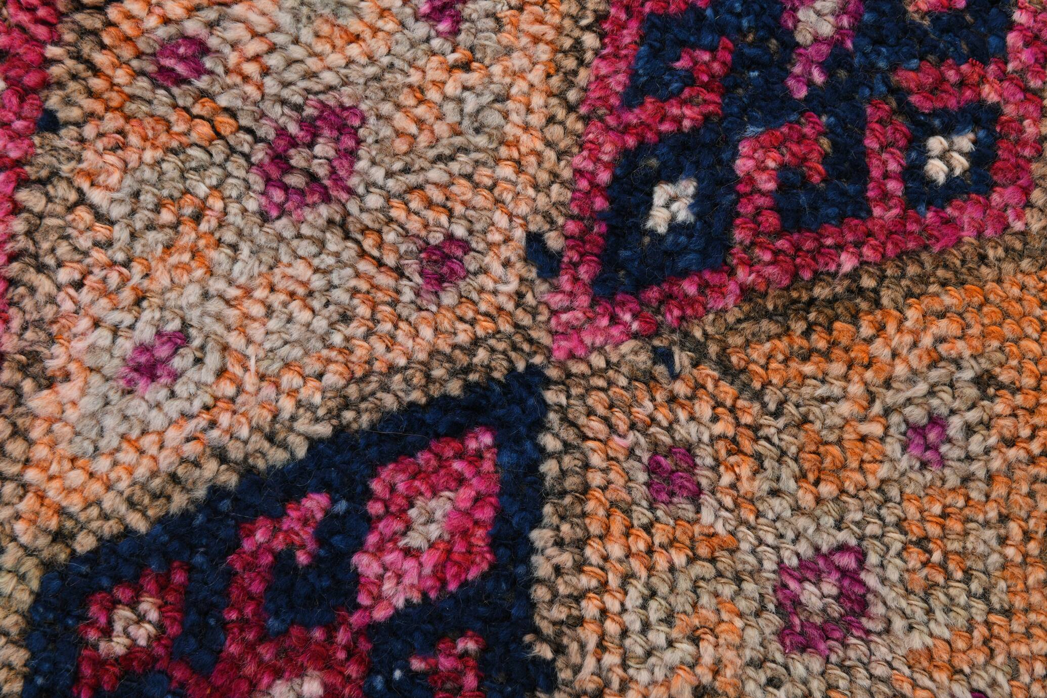 3x12 Red & Navy Blue Oushak Runner Rug, 83x352Cm