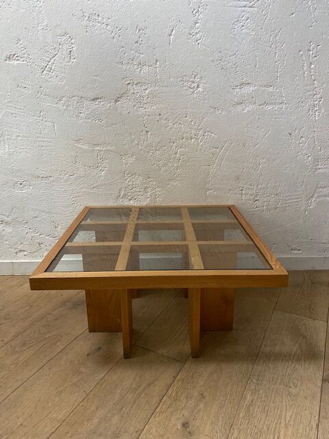 Wooden and glass coffee table
