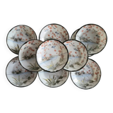 Series of 10 Fine Porcelain Cups and Saucers with Japanese Decor