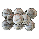Série de 10 Coupelles Soucoupes en Porcelaine Fine Décor Japonais