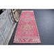 Vintage Turkish Oushak Handmade Wool Cotton Pink Runner Rug 86x306