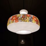 Retro flowerprinted pendant light, '70s