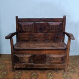 18th century walnut storage bench