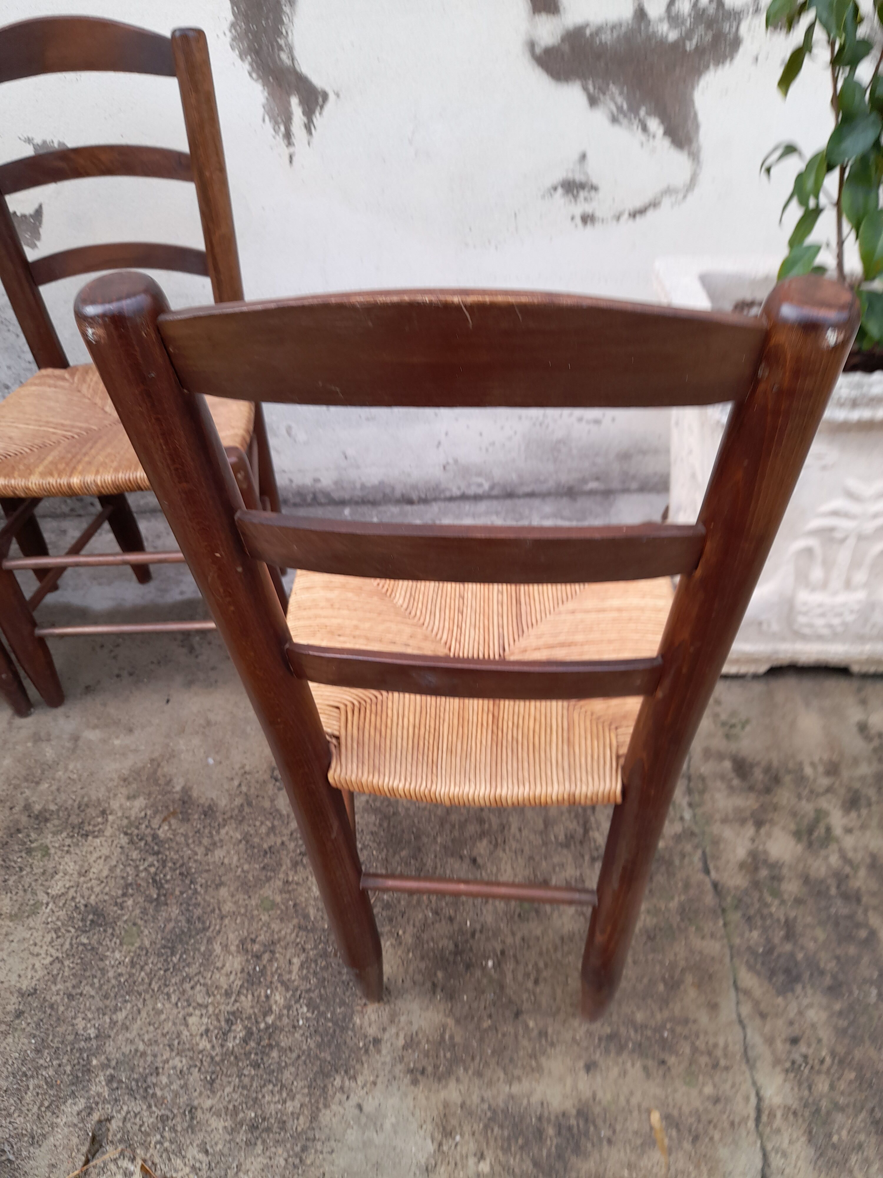 Série de 10 chaises paillé rustique anciennes