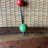 Metal coat rack with wooden balls, 8 hooks, 1950