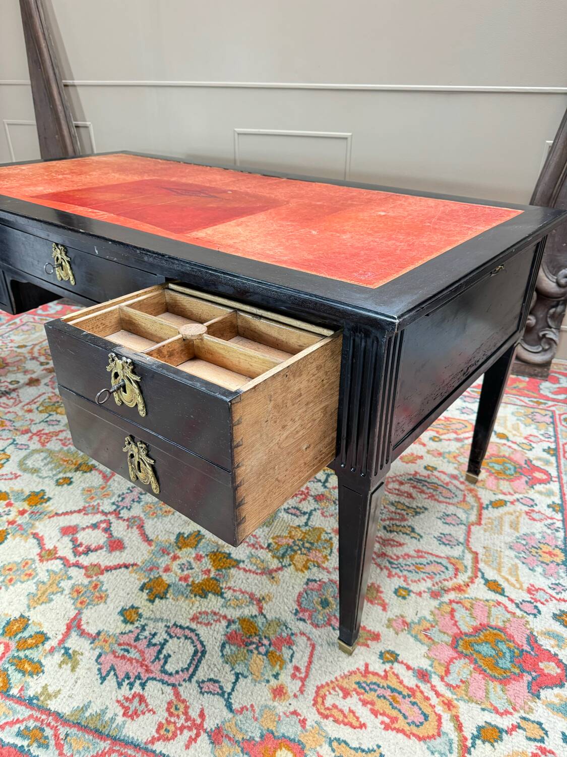 Large Louis XVI Period 18th Century Blackened Wood Flat Desk