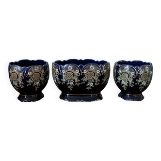 Planter set + 2 enameled ceramic pots
