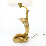 Lampe cobra en laiton doré massif Hollywood Regency 1970