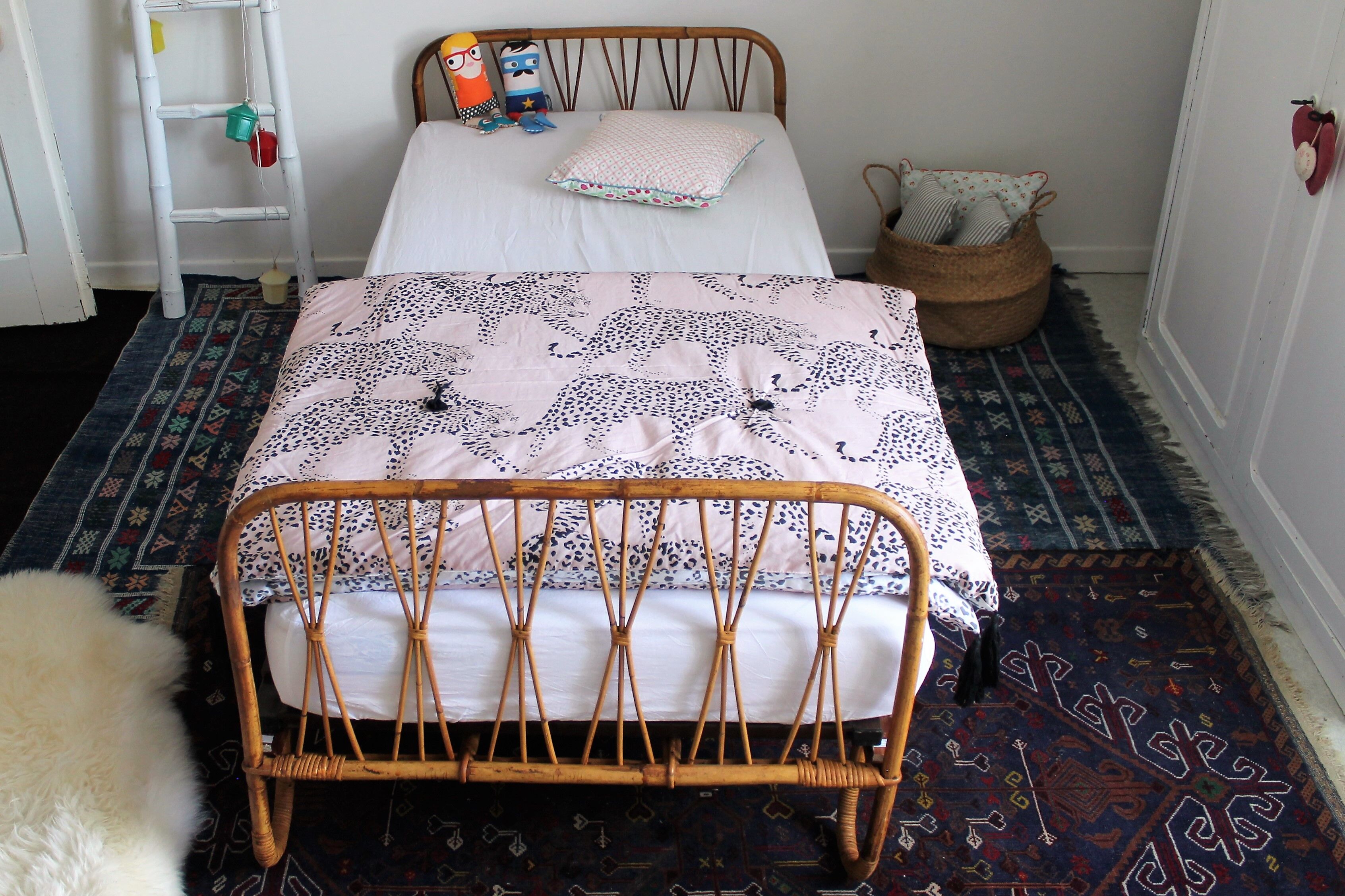 Rattan bed & vintage bamboo