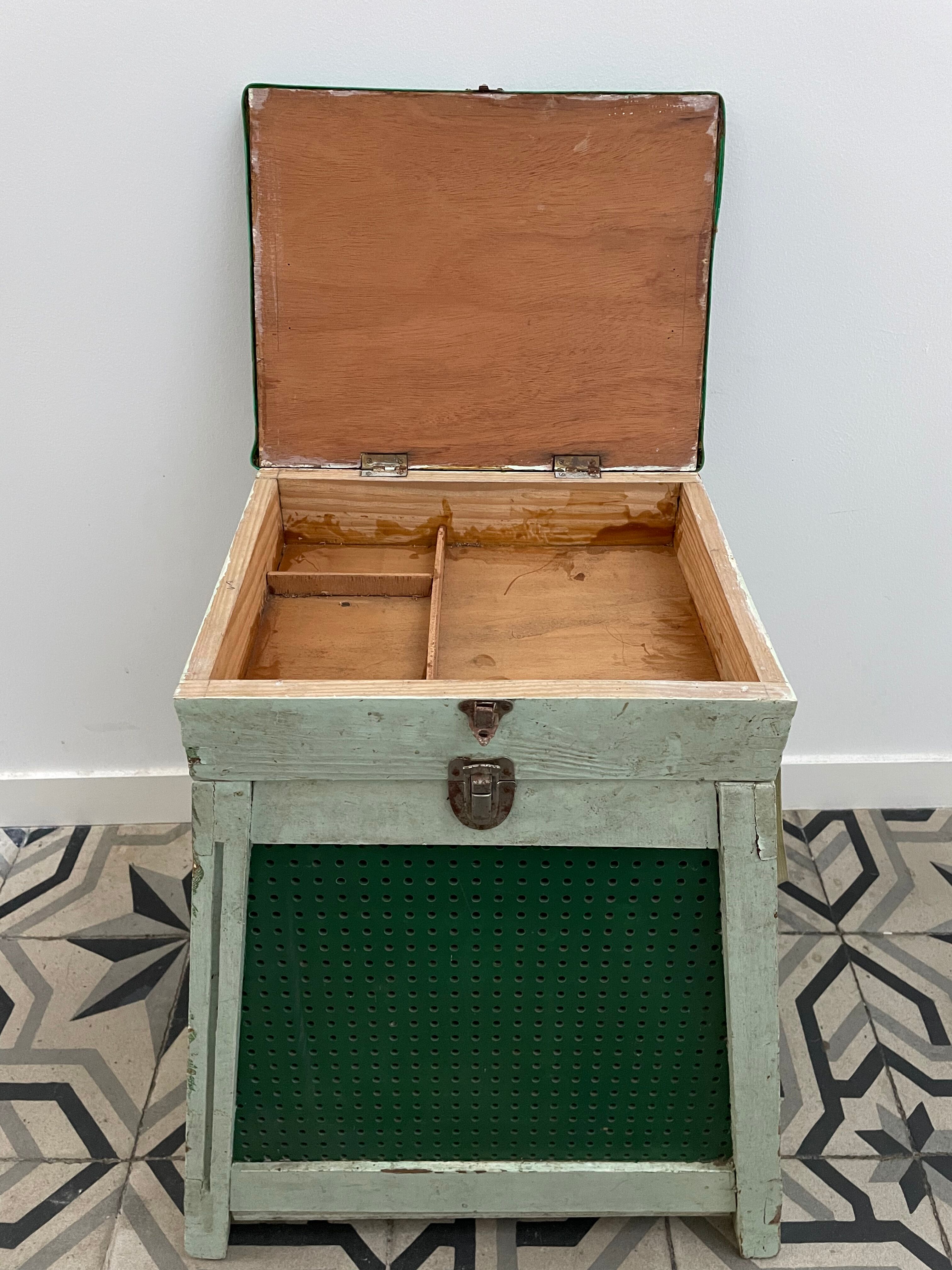 Vintage fishing chest stool