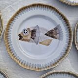 Lot de 9 assiettes plates saint Amand decor poissons