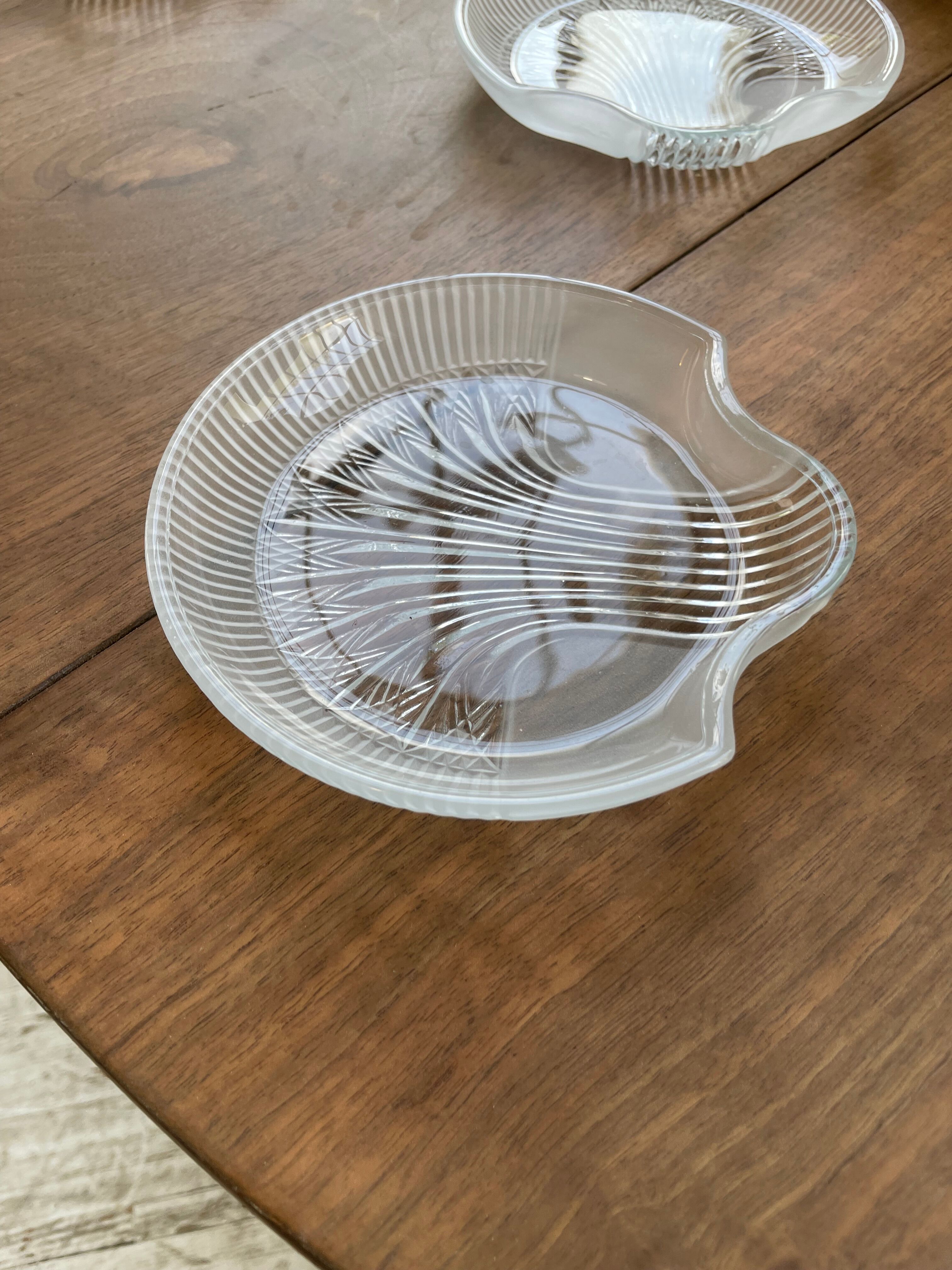 Six ridged glass ramekins