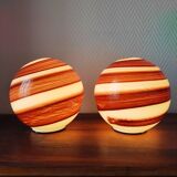 Pair of vintage 80-90 glass ball lamps