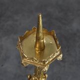 Neo‑Gothic Copper Church Candleholder Stamped “LL A Paris”, France ca. 1880