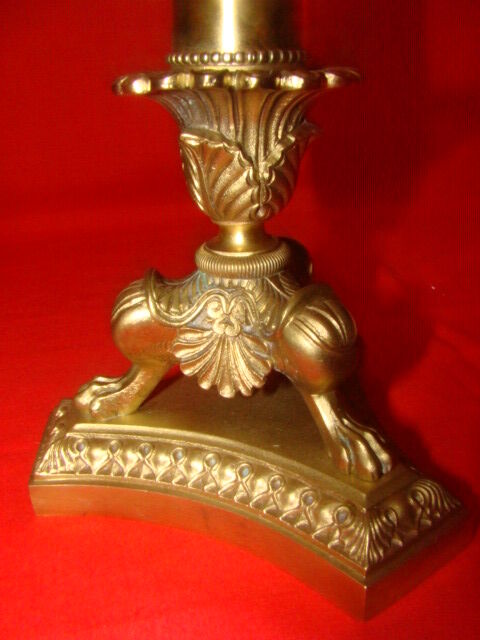 Bronze and solid brass candlestick from the "Restoration" period, electrified.