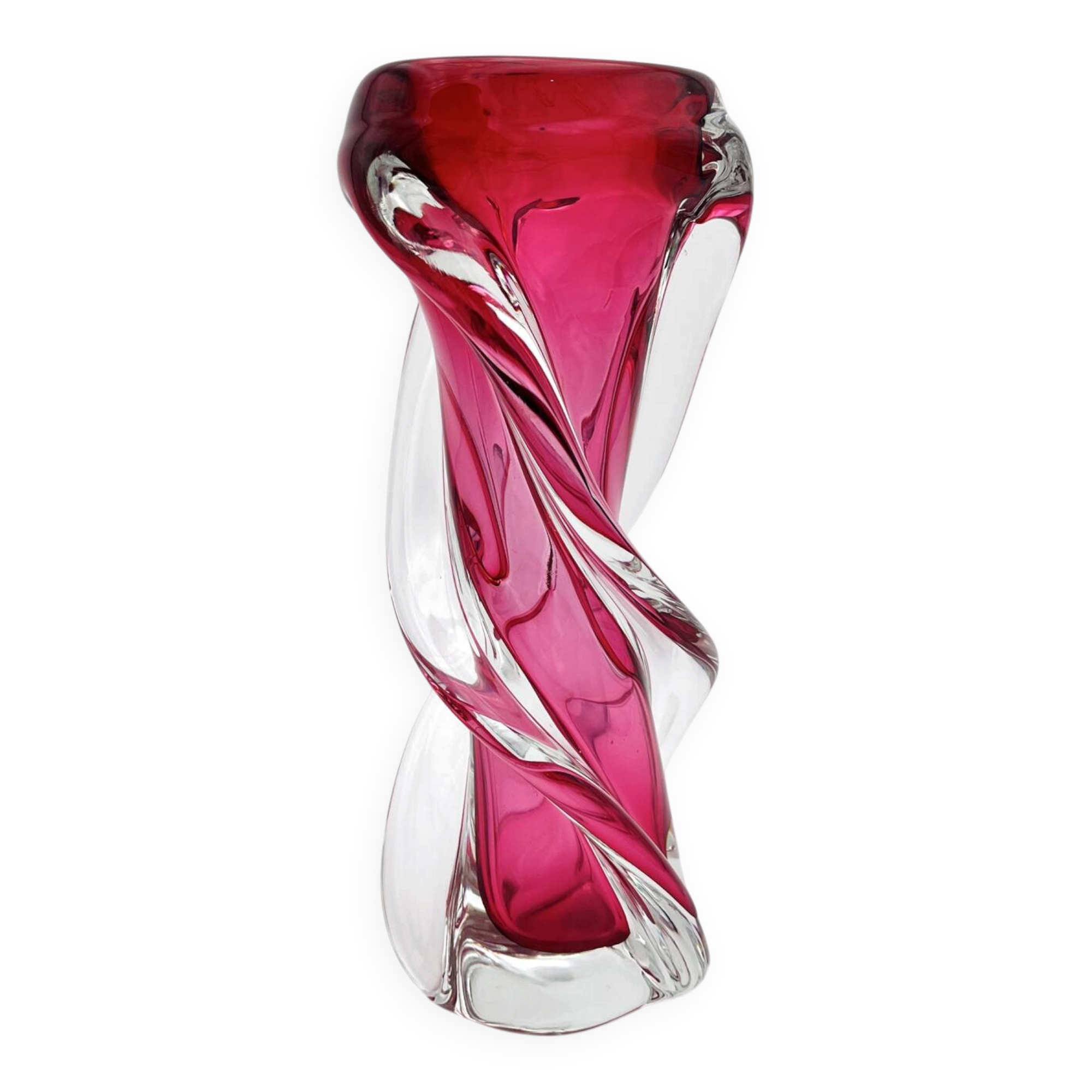 Twisted Murano Vase Sommerso Rose Italian Design 1960s