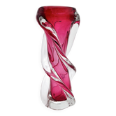 Twisted Murano Vase Sommerso Rose Italian Design 1960s