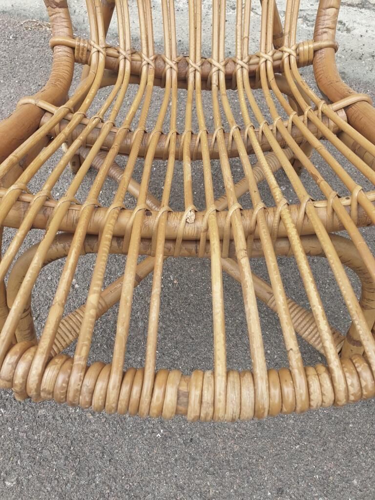 Pair of Audoux & Minnet wicker armchairs