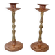 Vintage Mid-Century Copper & Brass Taper Candlestick Holders – Set of 2