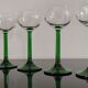 Vintage Alsace wine glasses with green feet decorations Bunches of Grapes and Vines HJ